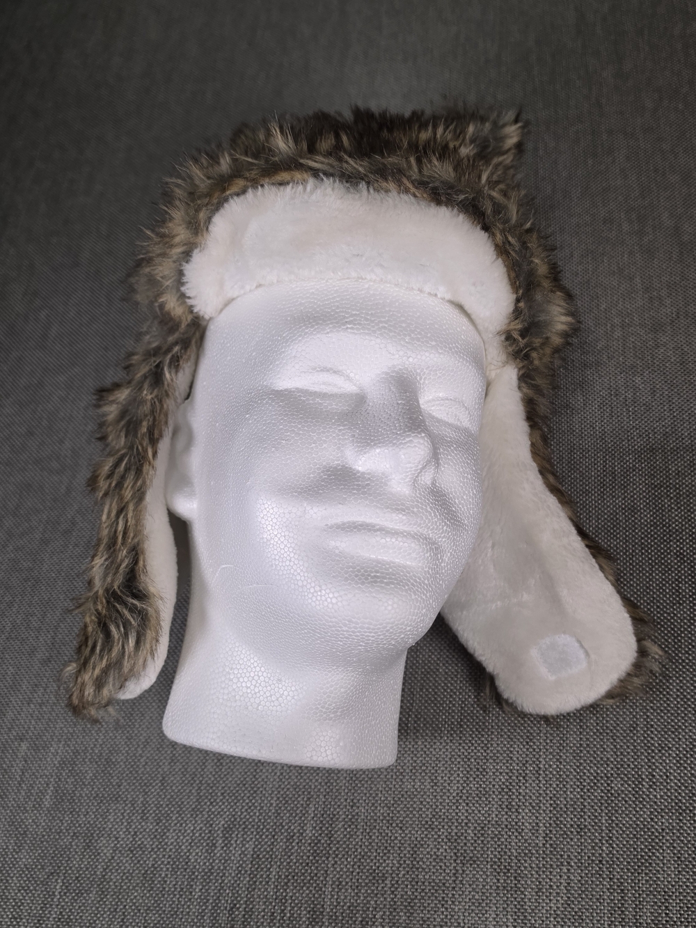 Men's Faux Fur Trapper Hat - White and Brown